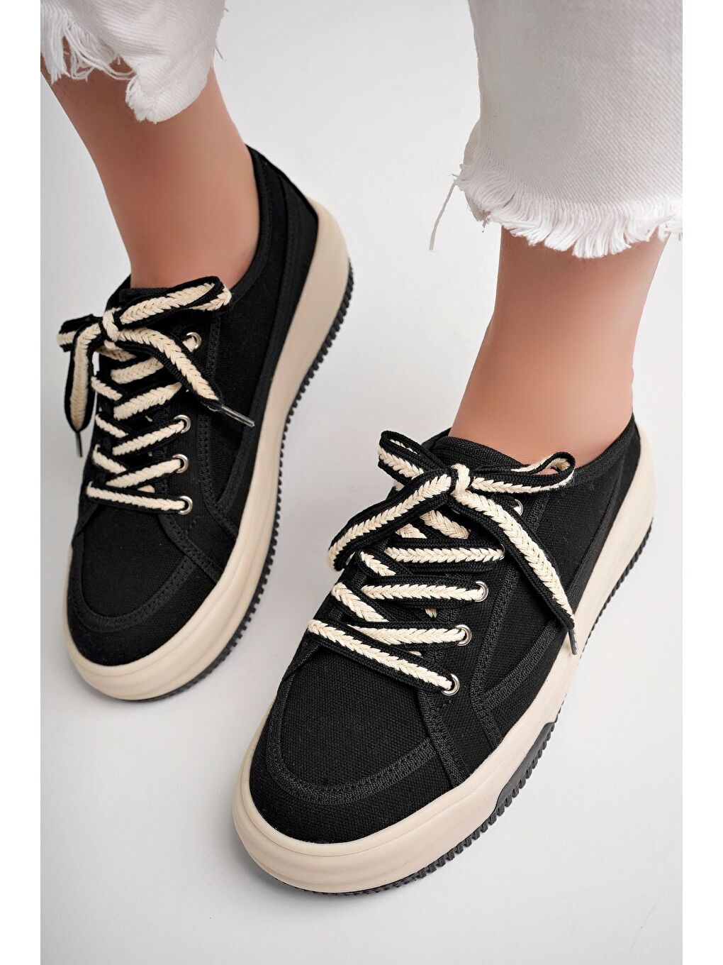 Siyah Kadın Sneaker Günlük Ayakkabı-2