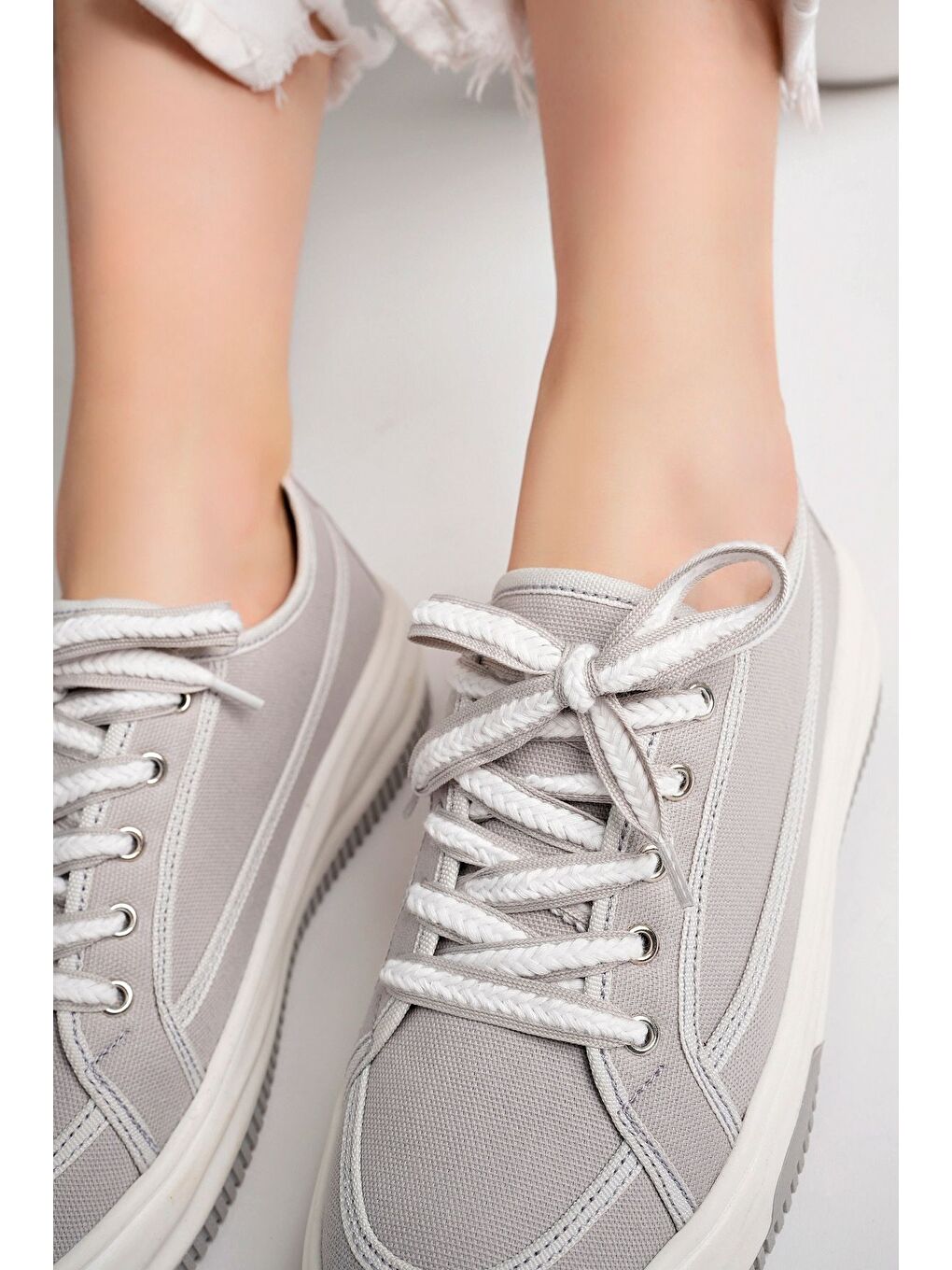 Gri Kadın Sneaker Günlük Ayakkabı-2