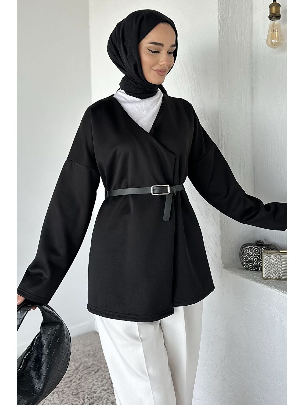Siyah Elastanlı Tesettür Ceket-1