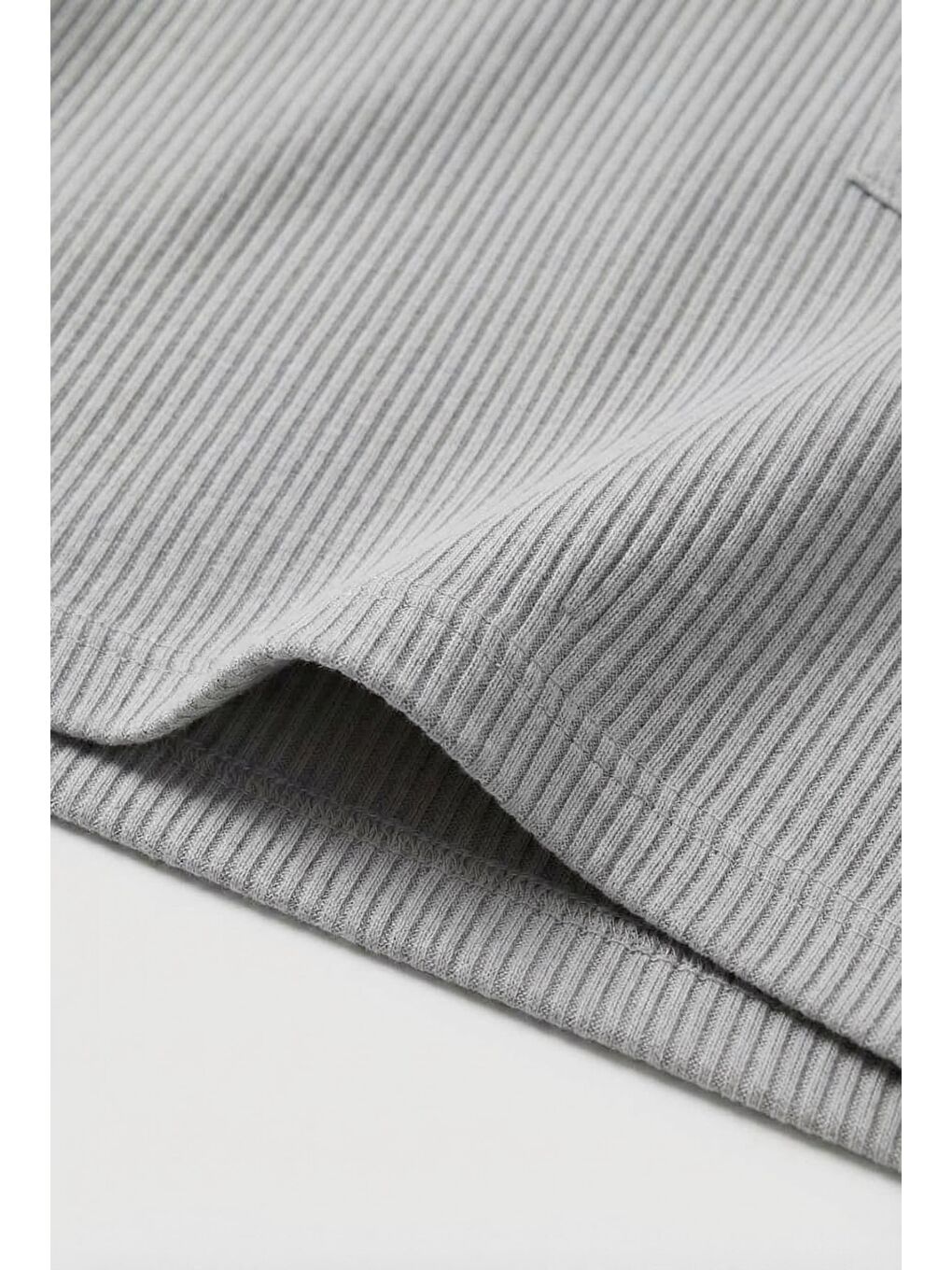 Unisex Çocuk Pamuklu Gri Gofre Tişört Şort Takım - Cep Nakış Detaylı-3