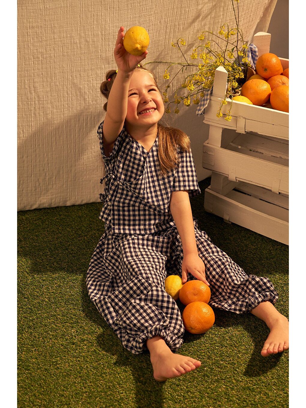 Lacivert Daisy Picnic Serisi Kruvaze Takım-1