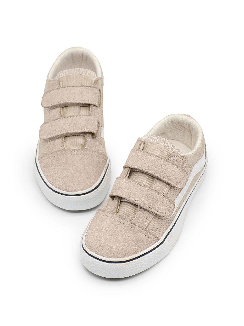 Çocuk Unisex Bej Kauçuk Taban Rahat Kalıp Çift Cırtlı Ayakkabı