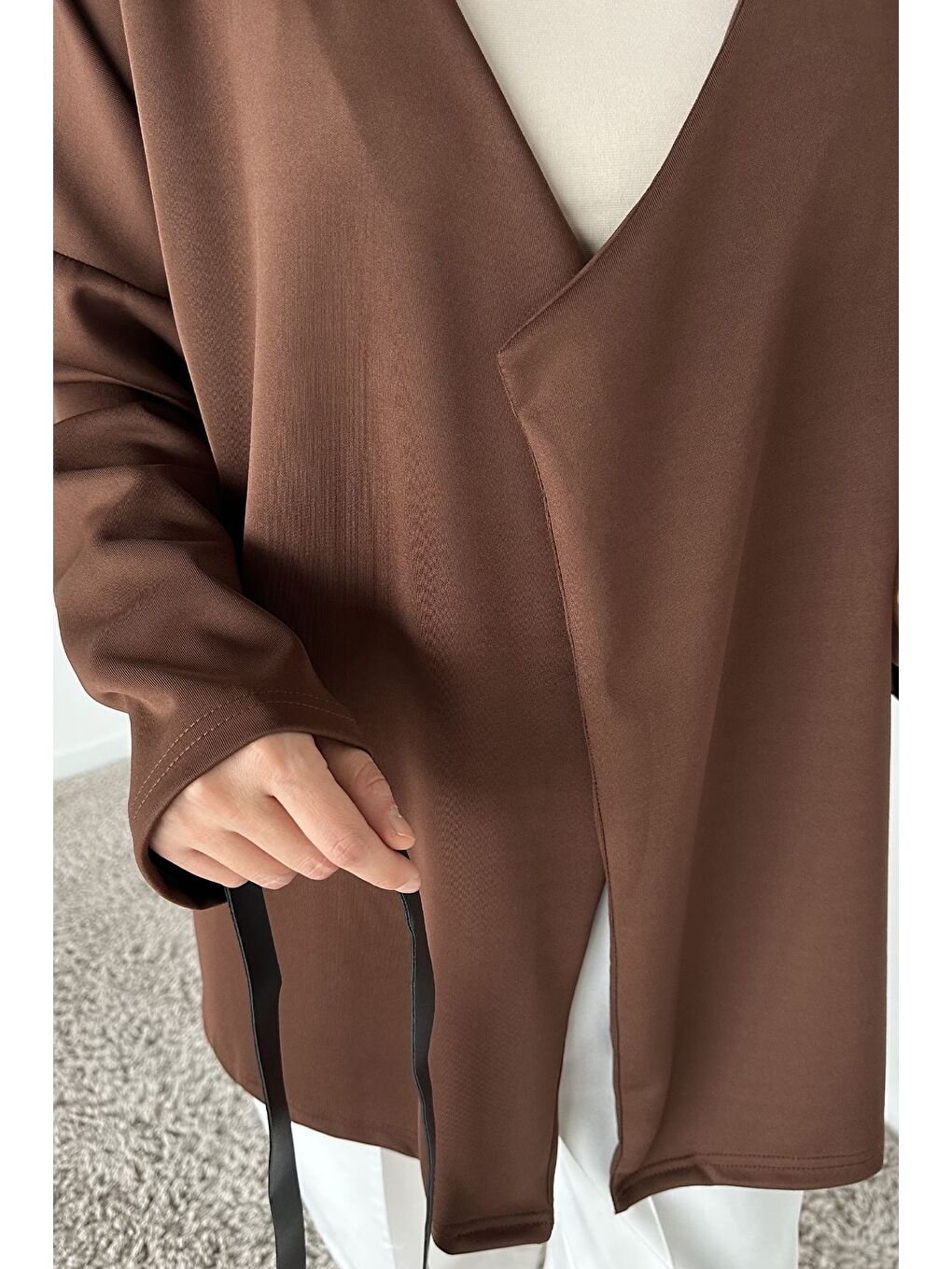 Kahverengi Elastanlı Tesettür Ceket-4