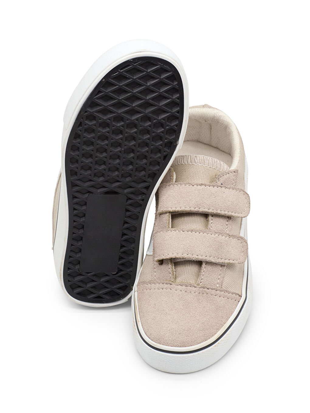 Çocuk Unisex Bej Kauçuk Taban Rahat Kalıp Çift Cırtlı Ayakkabı-1
