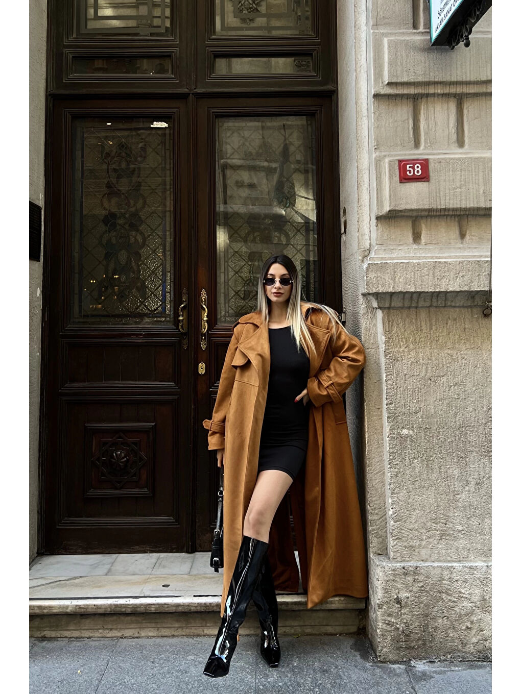 Kahverengi Kadın Taba Süet Trenç 0990-0020-1