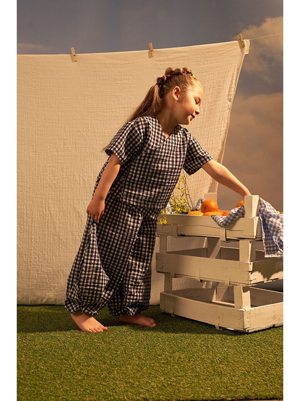 Lacivert Daisy Picnic Serisi Kruvaze Takım-4