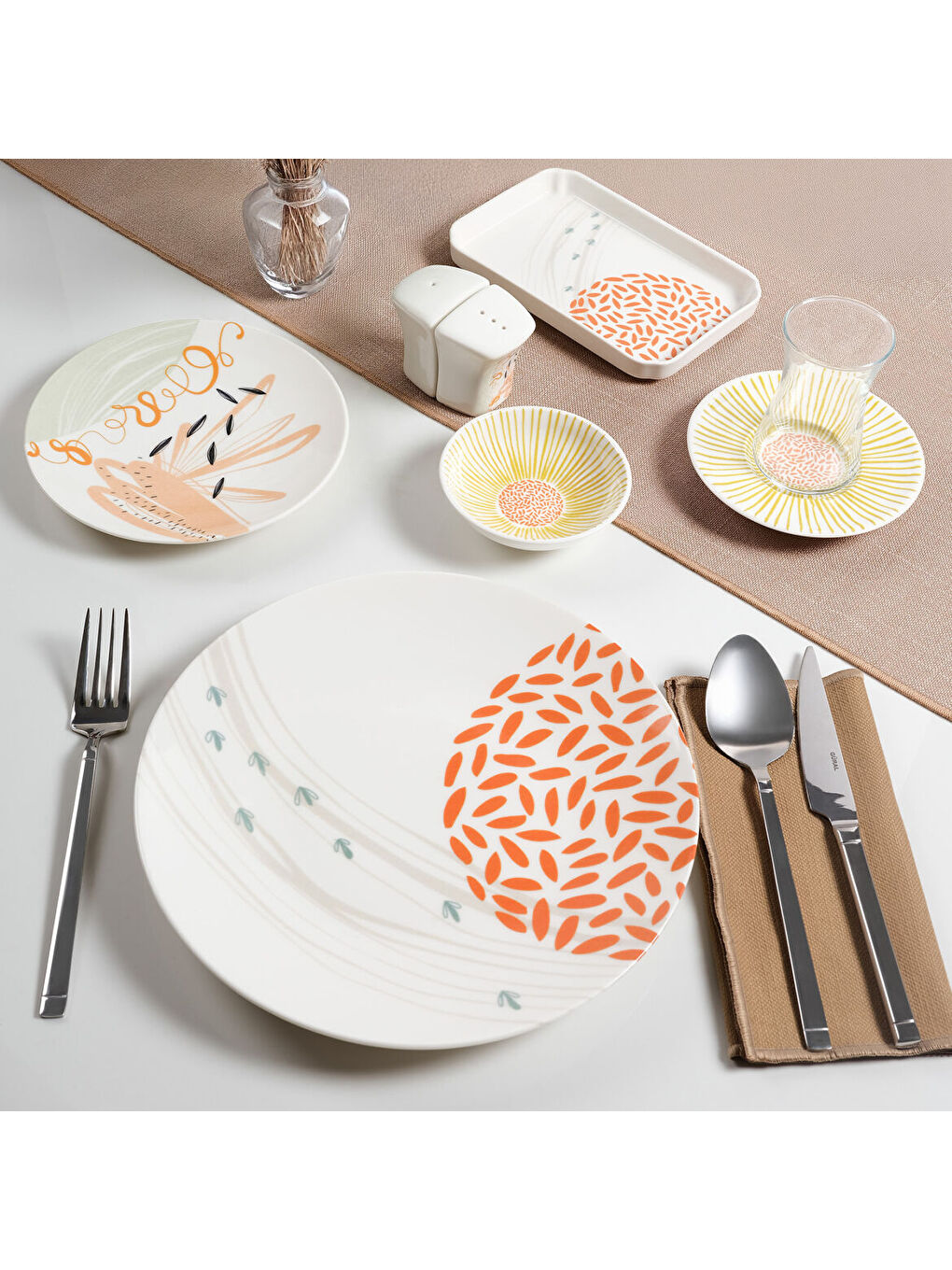 Ekru Camelia 30 Parça 6 Kişilik Kahvaltı Takımı 3554-1