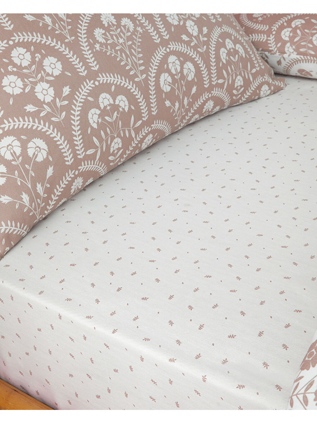 Pembe Garden Veil Kolay Ütülenir Çarşaflı Tek Kişilik Nevresim Takımı 160x220 cm Pudra-3