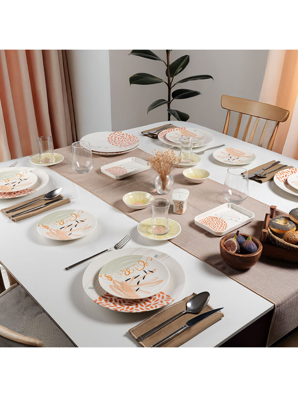 Ekru Camelia 30 Parça 6 Kişilik Kahvaltı Takımı 3554-2