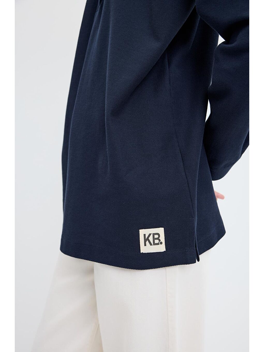 Polo Yaka Yandan Yırtmaçlı Sweatshirt Lacivert-4