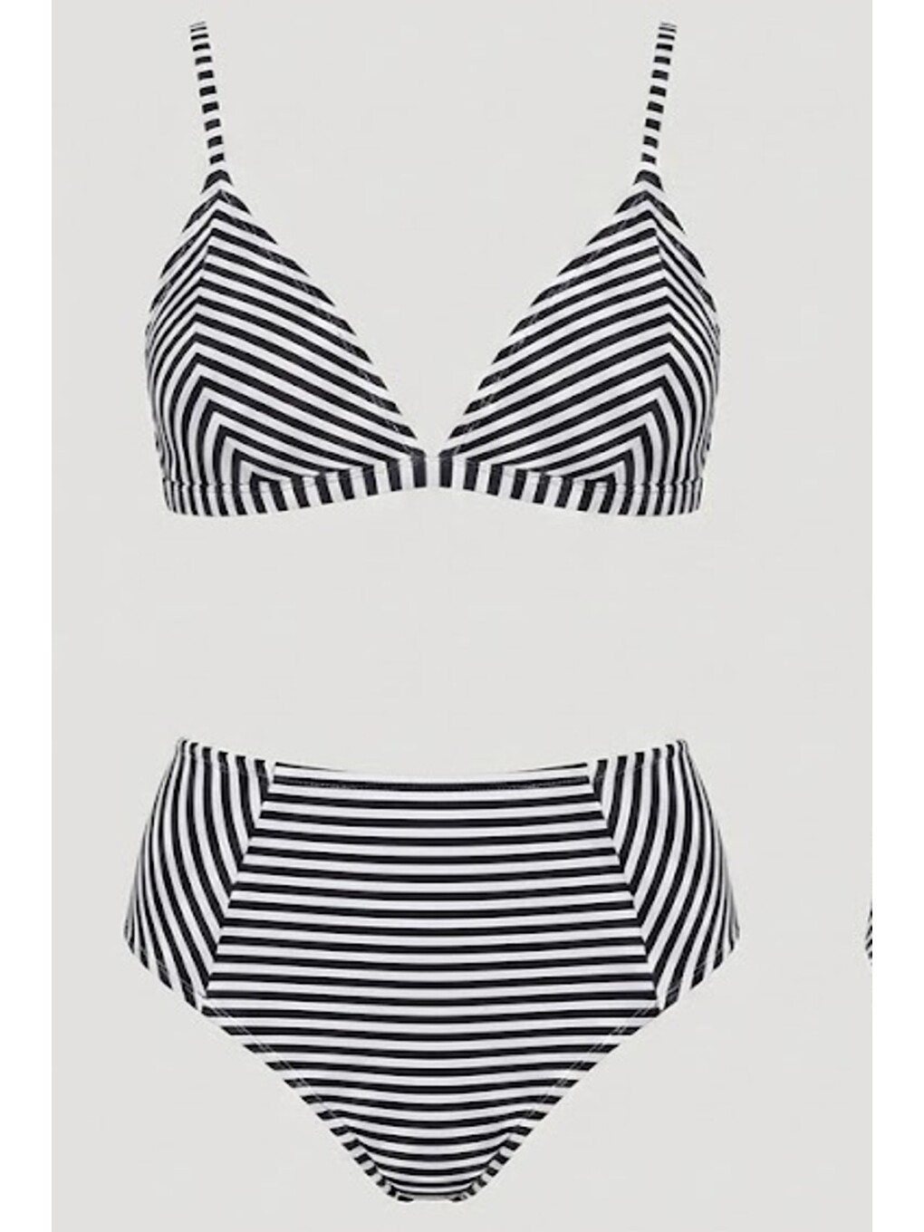 Yüksek Bel Üçgen Bikini Takım 3228 Lacivert/beyaz