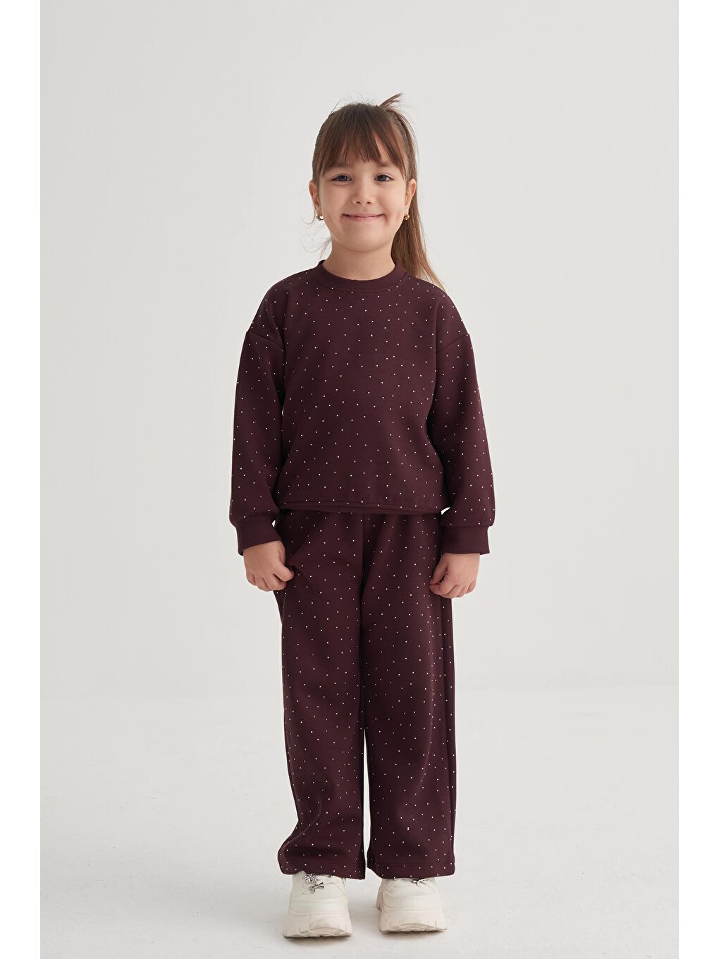 Komple Taşlı Modal Takım 3-8 Yaş Bordo