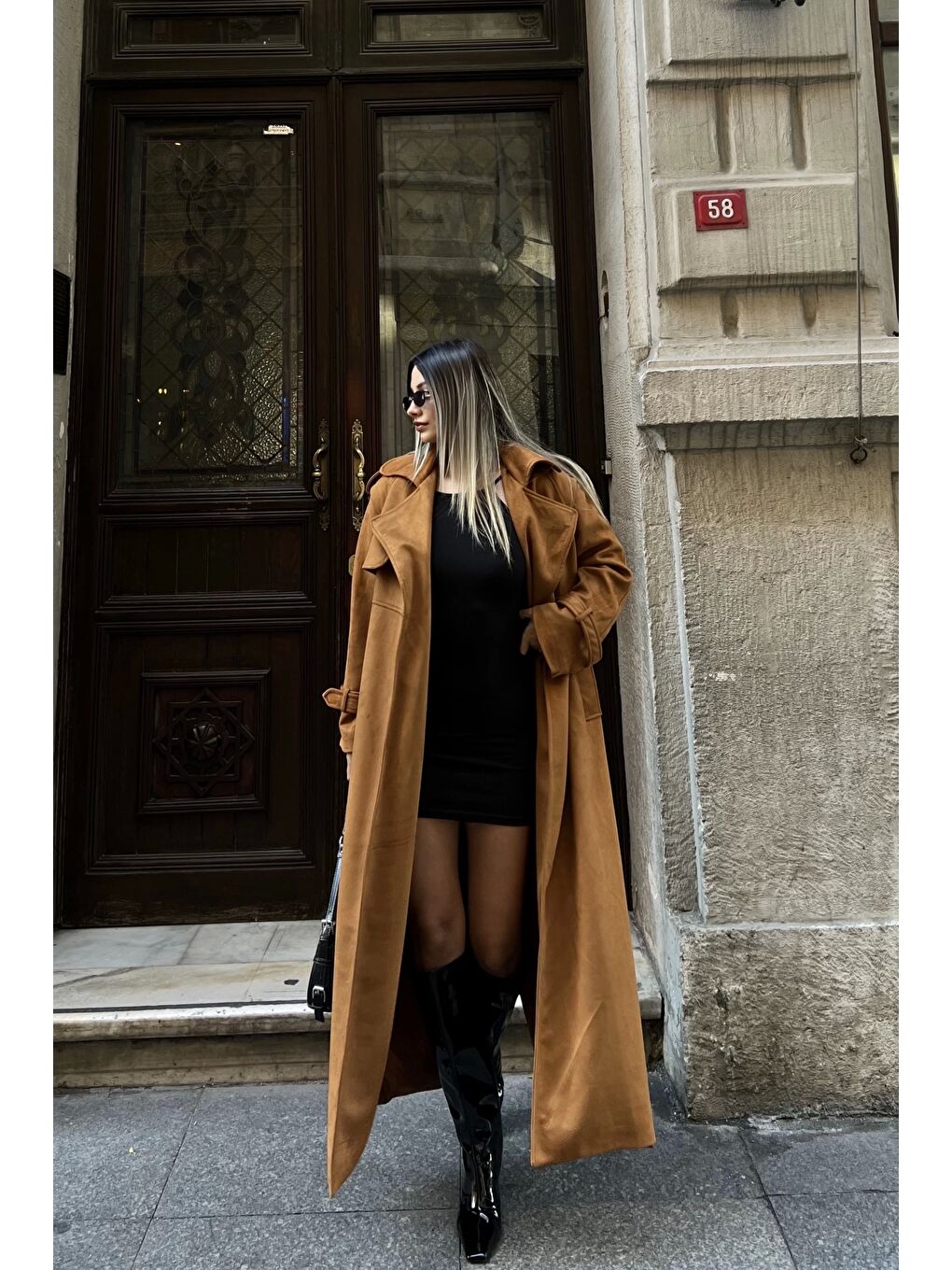 Kahverengi Kadın Taba Süet Trenç 0990-0020-2