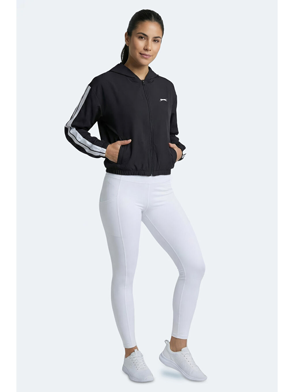 RAZZLE Kadın Fermuarlı Kapüşonlu Cepli Siyah Sweatshırt-4