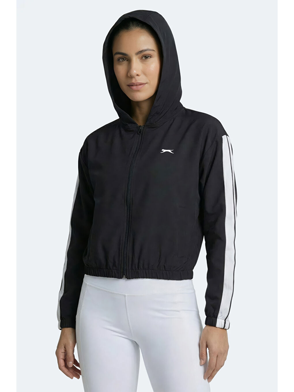 RAZZLE Kadın Fermuarlı Kapüşonlu Cepli Siyah Sweatshırt-5