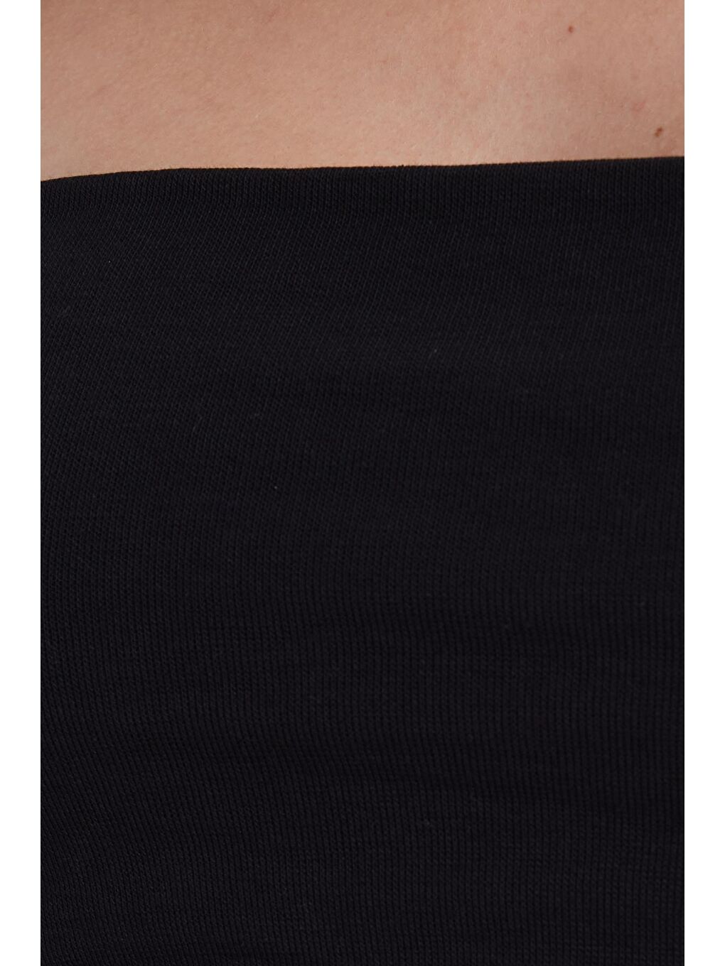 Kadın Slim Fit Dar Kesim Pamuklu Straplez Siyah Bluz-4