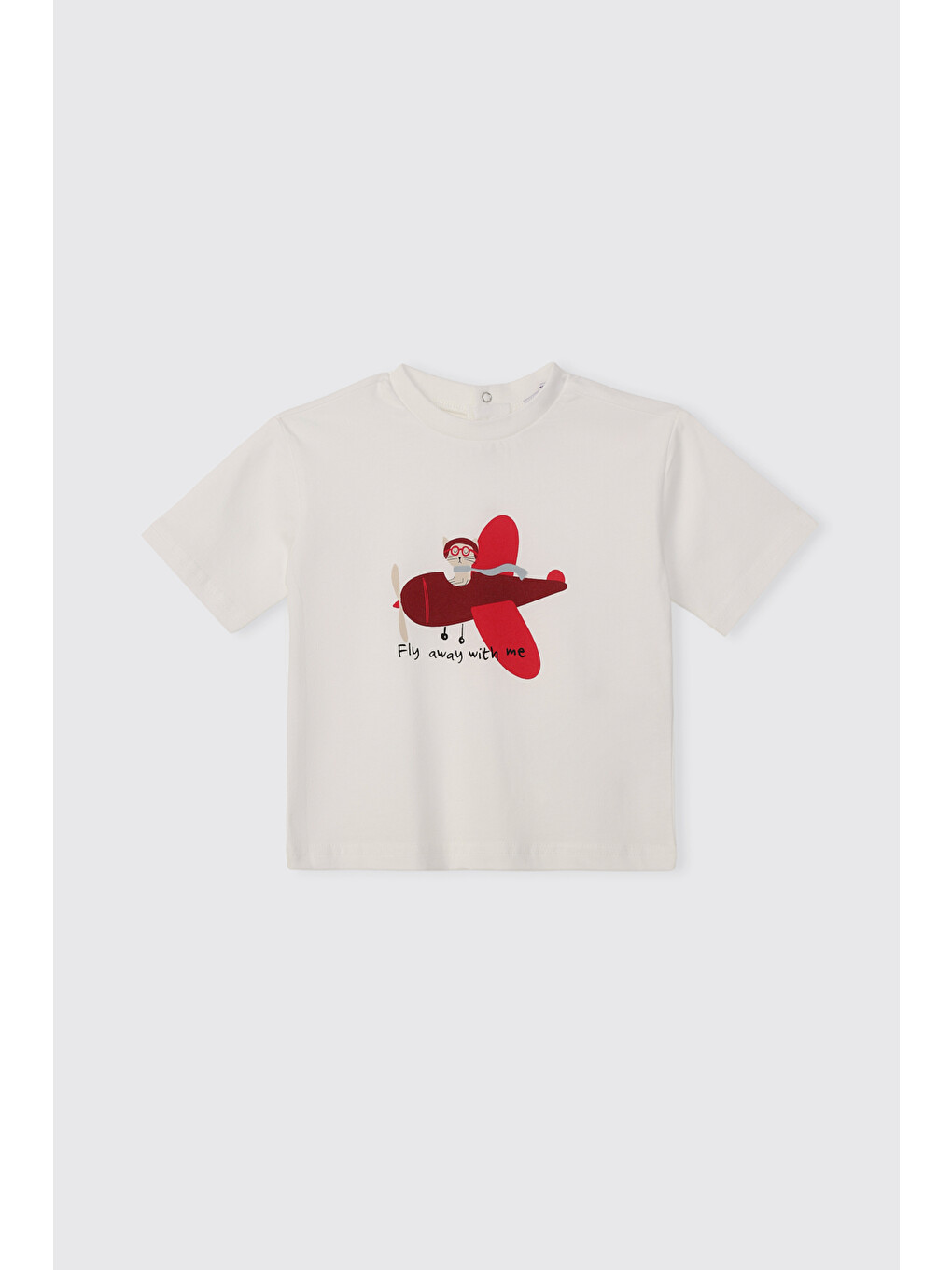Erkek Bebek Baskılı Kısa Kollu Beyaz Tişört