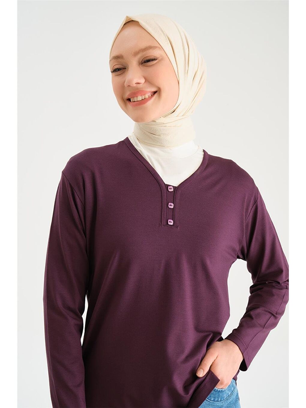 ARMİNE Bordo Penye 24Yd9043 Mürdüm - 2