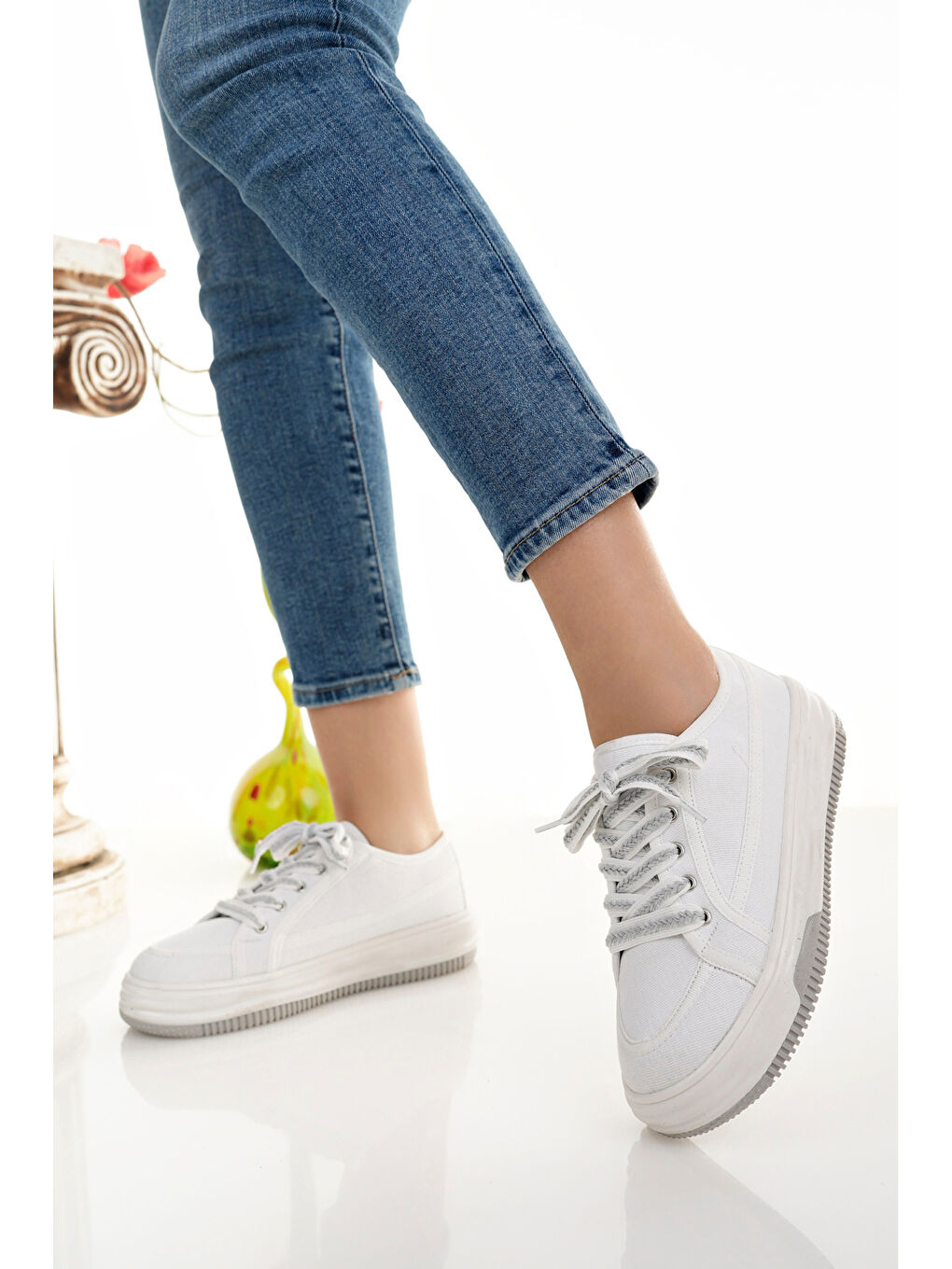 Beyaz Kadın Sneaker Günlük Ayakkabı-1