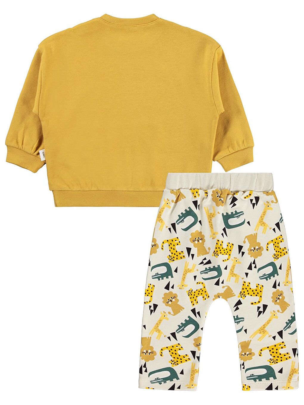 Sarı Baby Hayvanlar Baskılı 6-18 Ay Takım - Hardal 6-9 Ay-1
