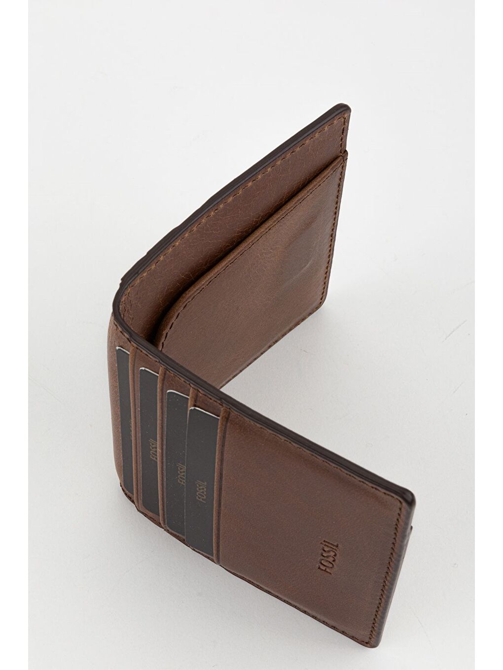 Kahverengi Kutulu Hakiki Deri Slim El Portföyü Kartlık Cüzdan-3