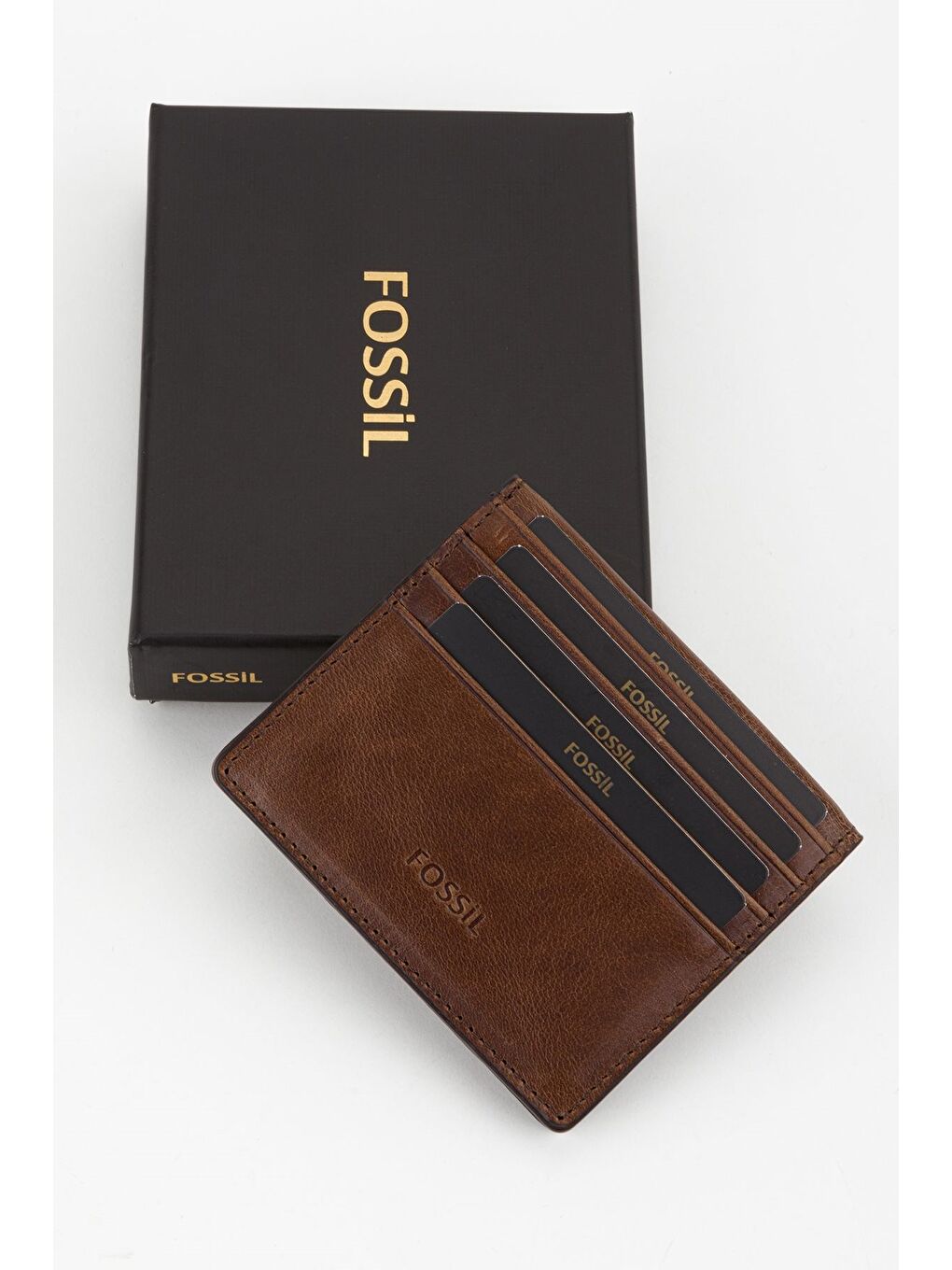 Kahverengi Kutulu Hakiki Deri Slim El Portföyü Kartlık Cüzdan-4