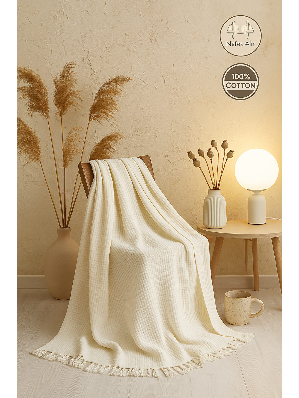 Müslin Ekru Pike – 4 Katlı