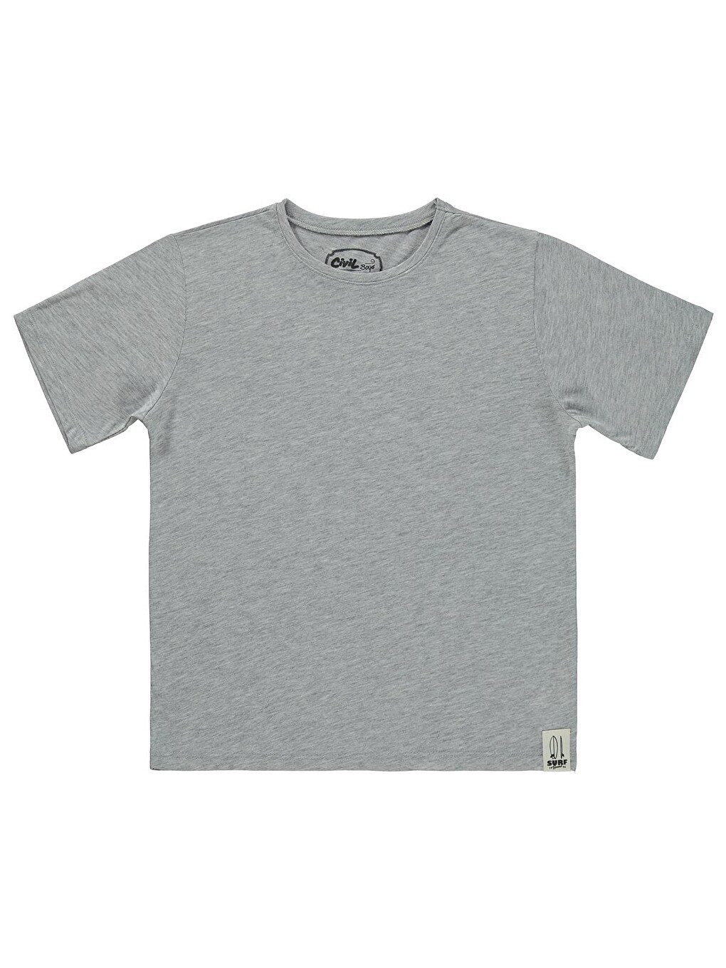 Boys Basic Surf Etiketli 10-13 Yaş Tişört - Gri