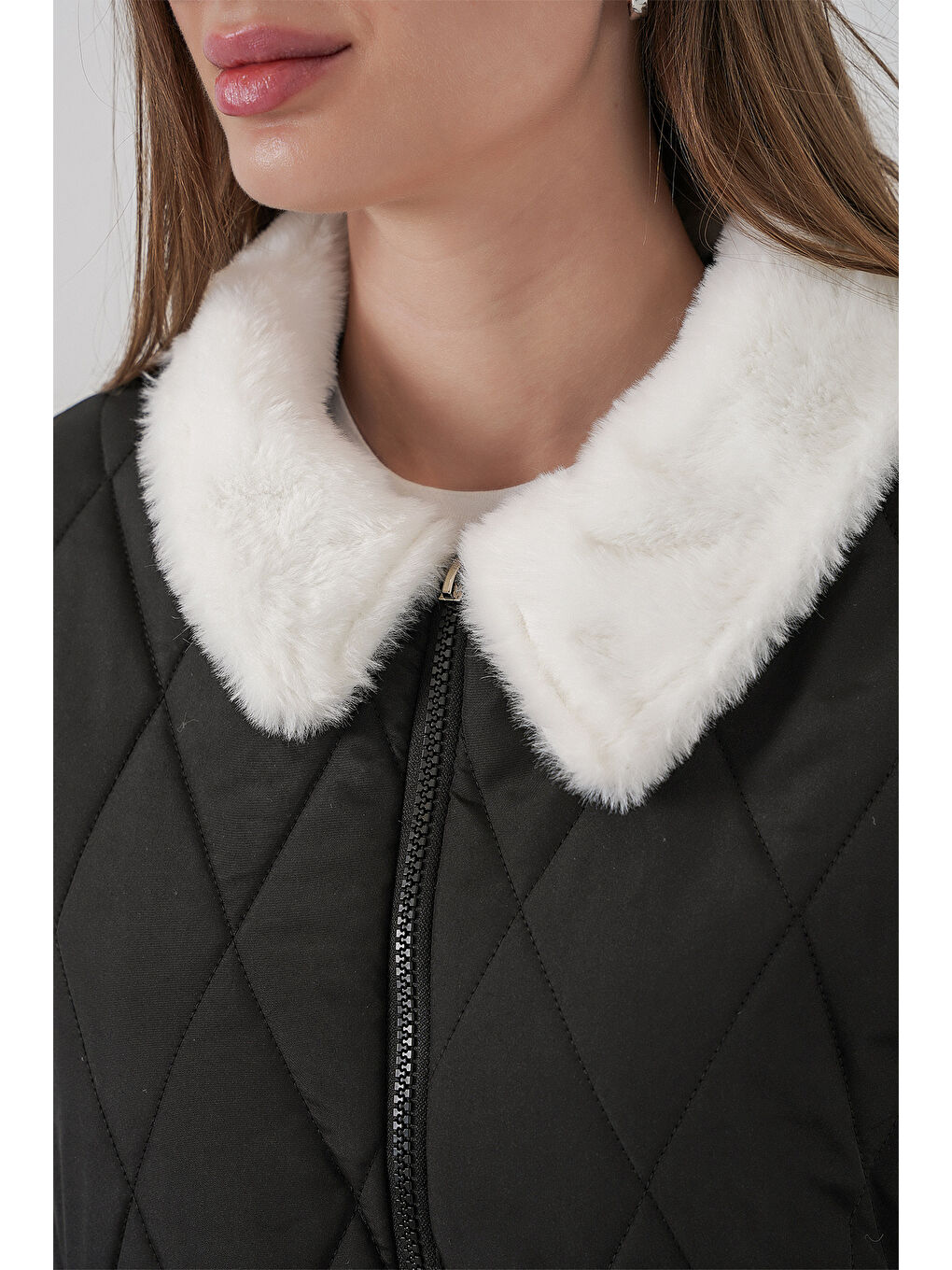 Kadın Kapitone Uzun Şişme Mont 5221 - Siyah-4