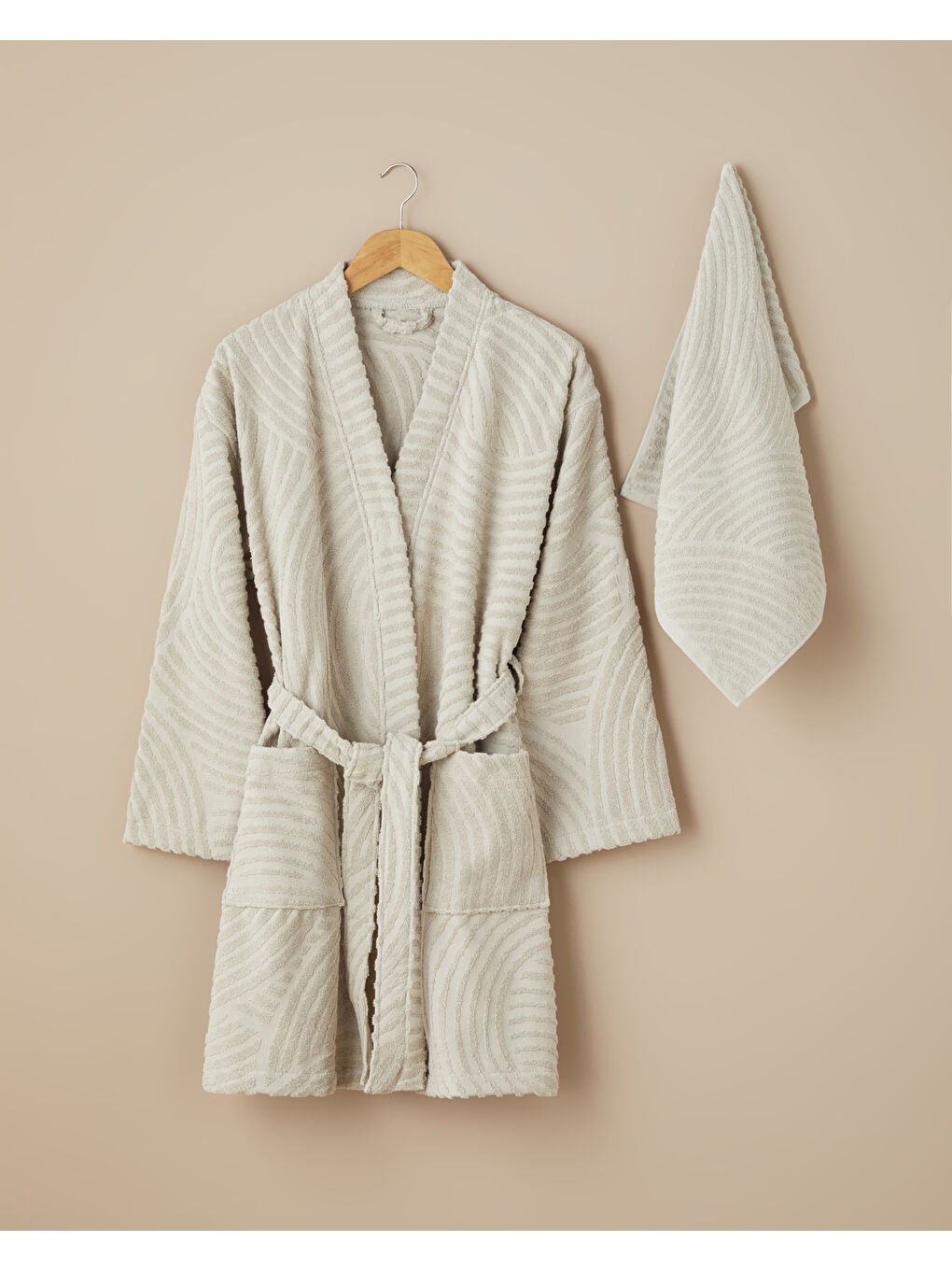 Curve Pamuk Yüz Havlusu 50x70 cm Bej-2