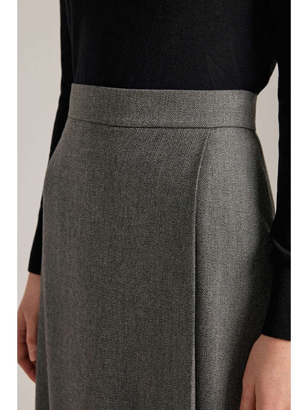 Antrasit Önü Katlama Pili Detaylı Etek-3