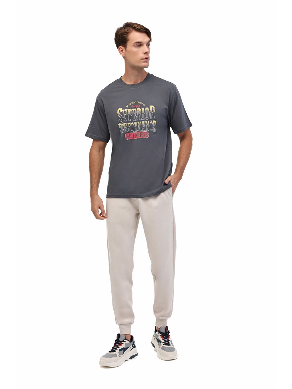 ML LIBER 11VNTG200 5FX Gri Erkek Kısa Kol T-Shirt-2