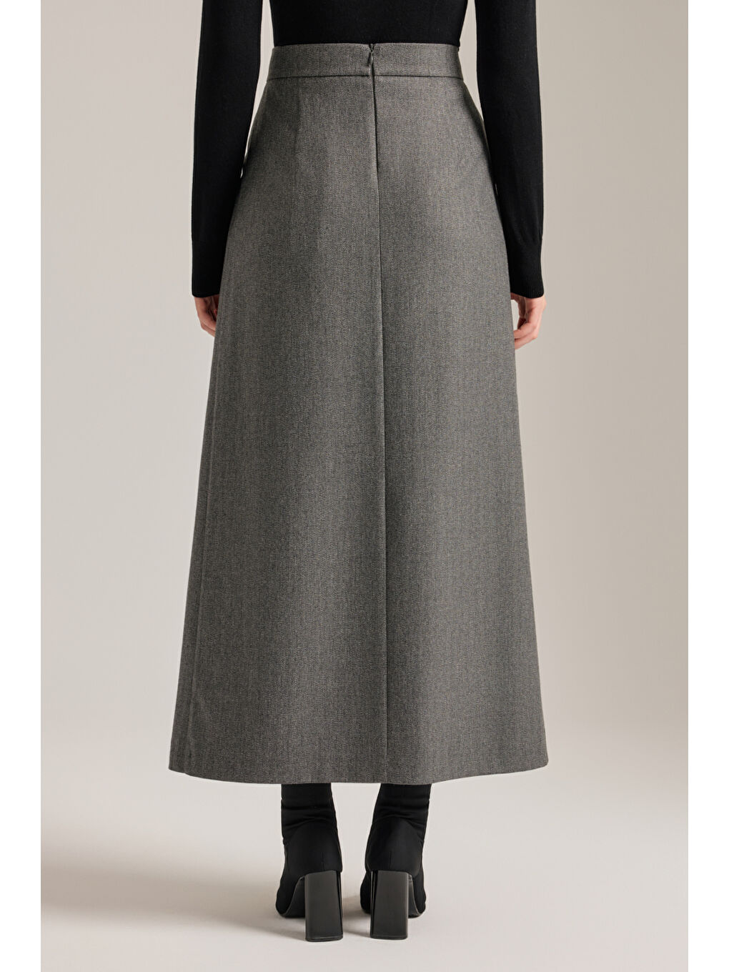 Antrasit Önü Katlama Pili Detaylı Etek-4