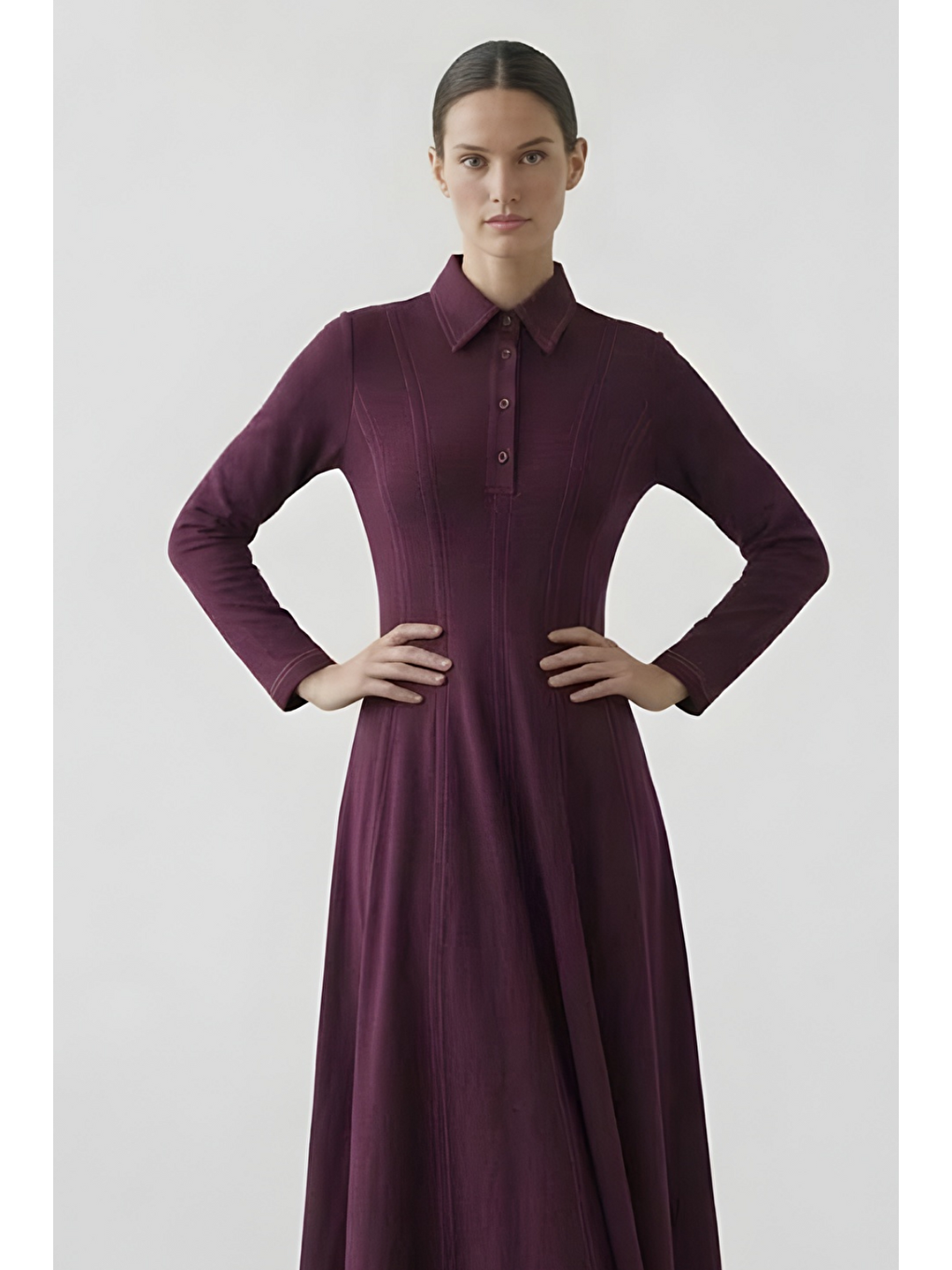 LENA | Parçalı  Elbise Mürdüm-2