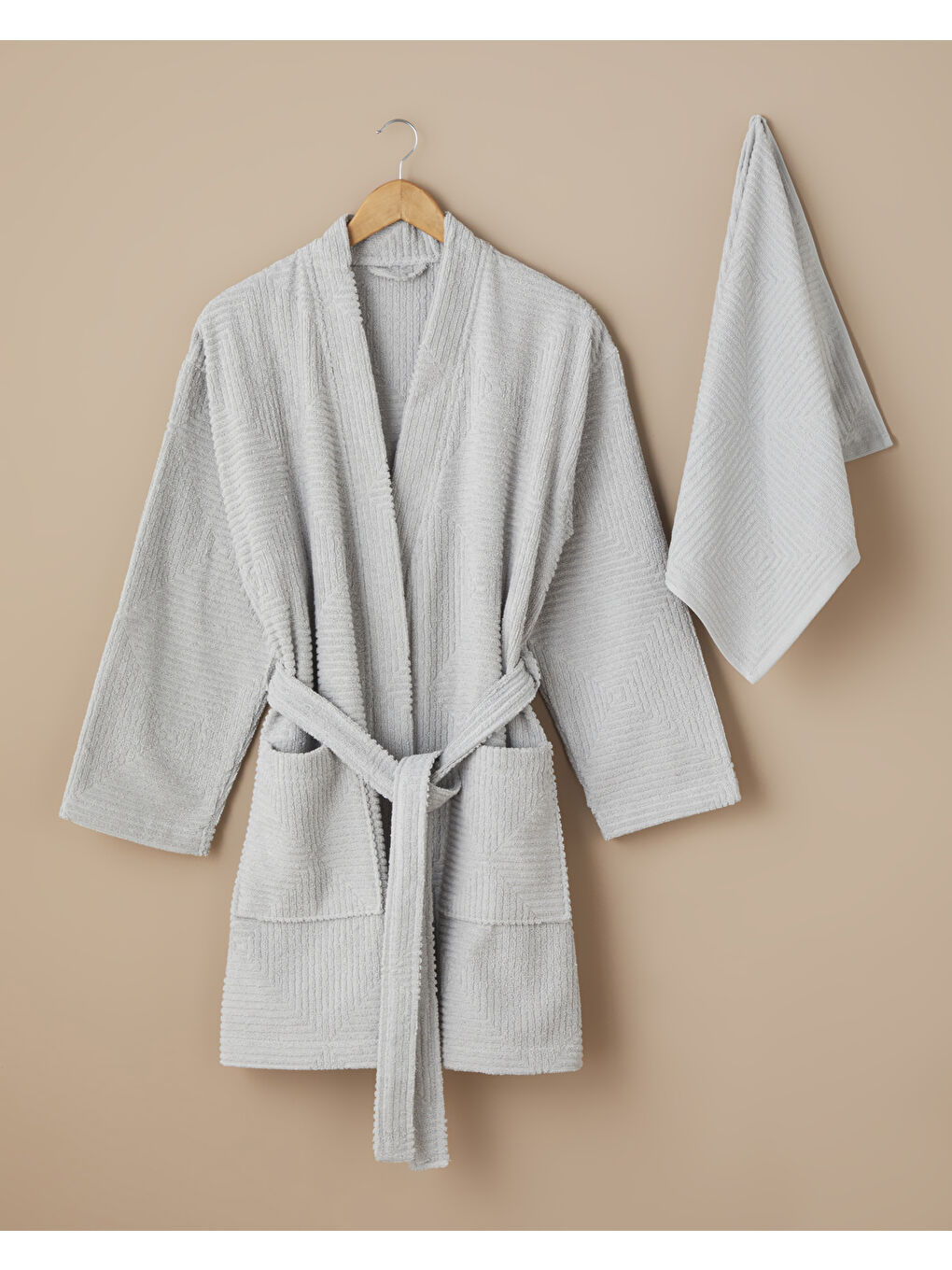 Frame Pamuk Bornoz S-M Gri-3