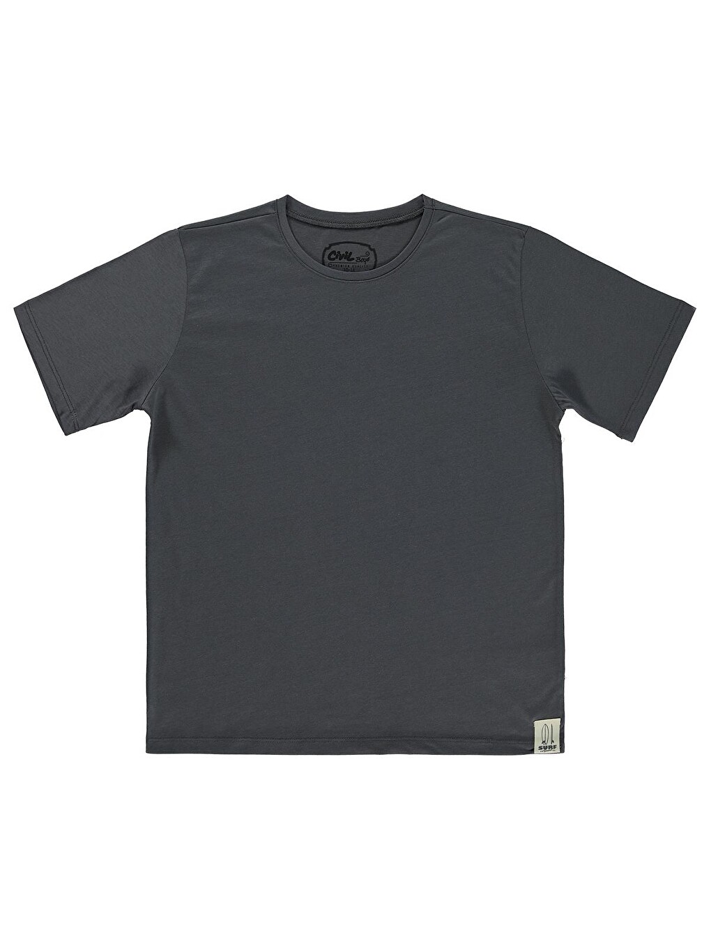 Boys Basic Surf Etiketli 10-13 Yaş Tişört - Gri