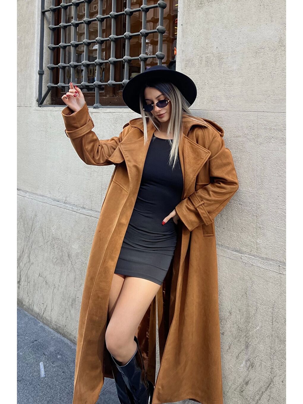 Kahverengi Kadın Taba Süet Trenç 0990-0020-4