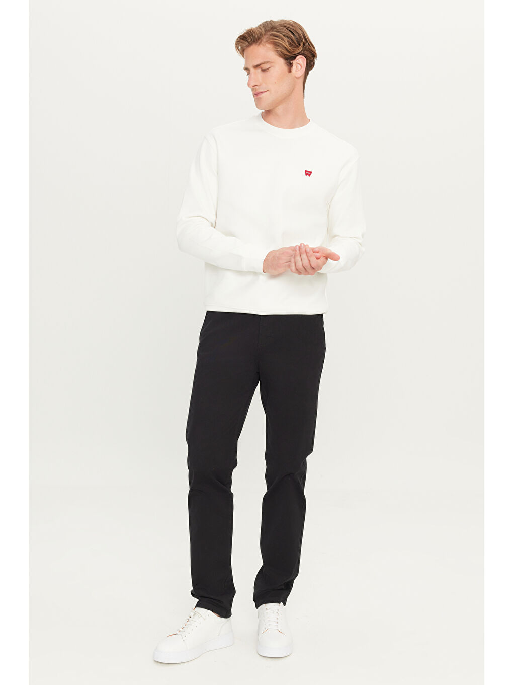 Slim Fit Dar Kesim  Normal Bel Dar Paça Siyah Chino Pantolon-1