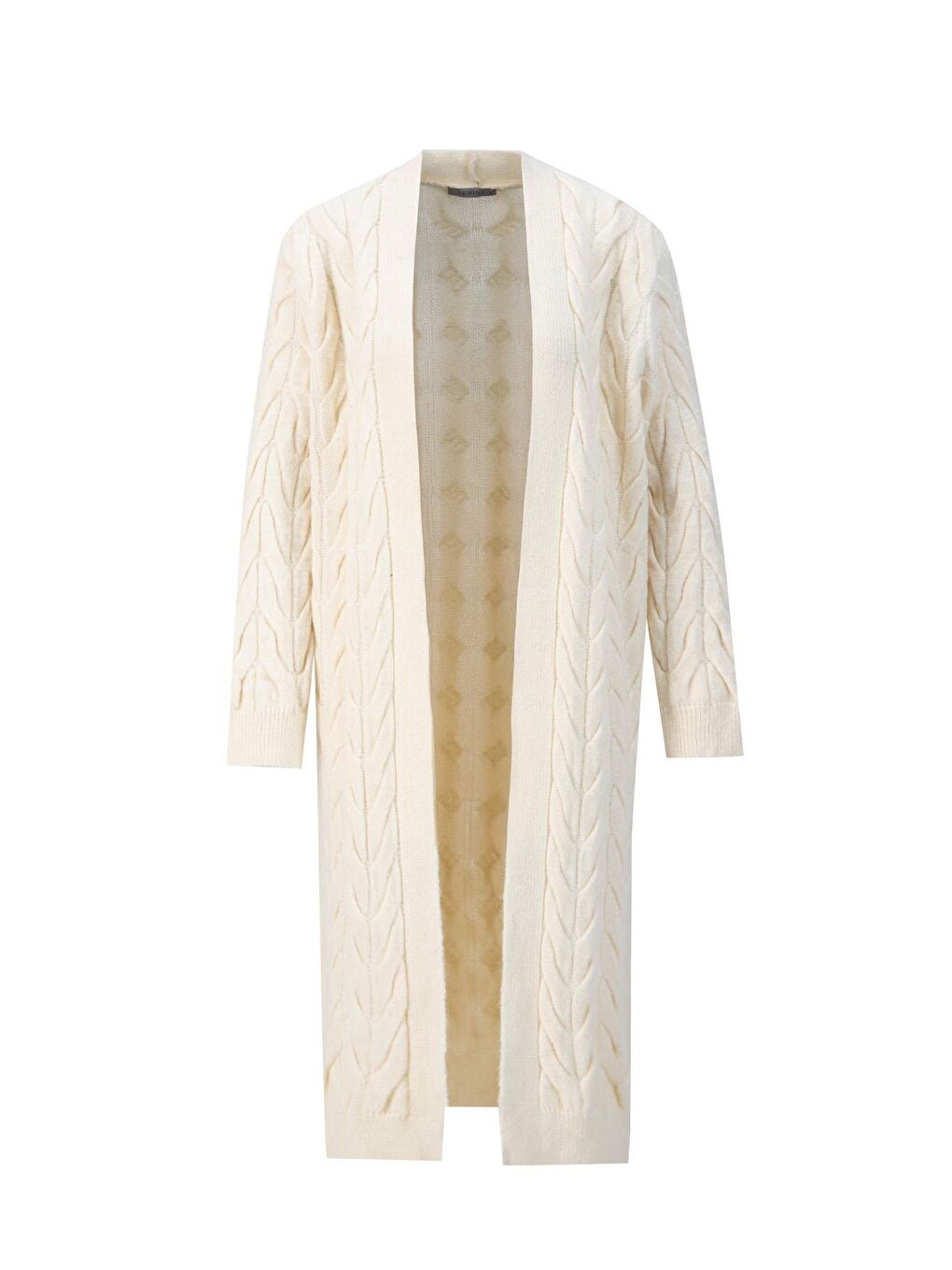 Ekru Uzun Triko Hırka 24Kd4209 Aytaşı-4