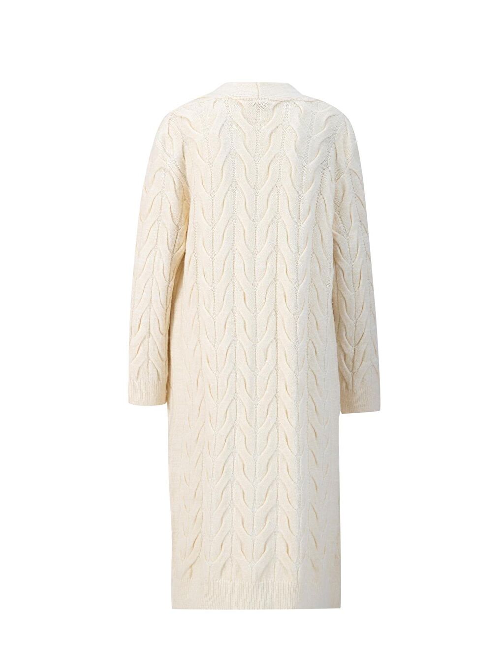 Ekru Uzun Triko Hırka 24Kd4209 Aytaşı-5