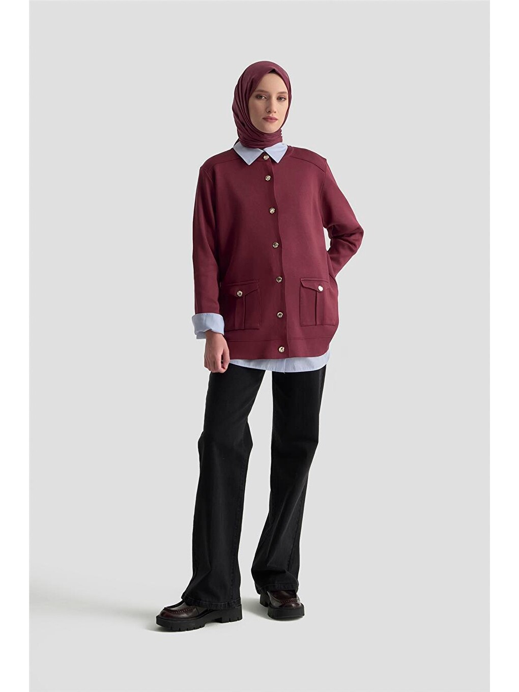 Trend Cepli Triko Hırka 25ktd4120 Bordo