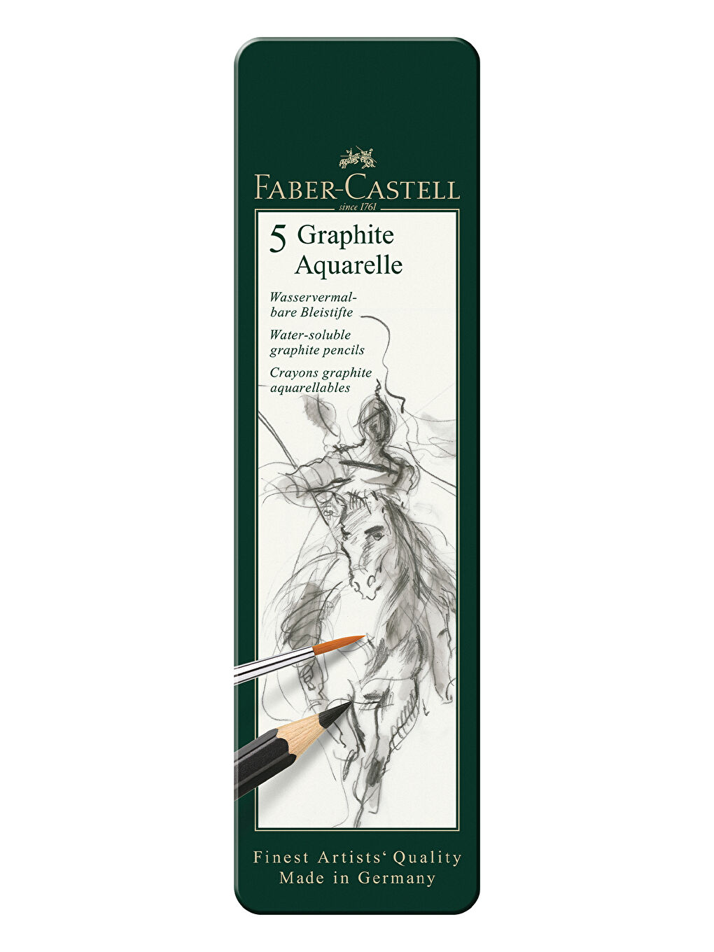 Graphite Aquarelle Kurşun Kalem Seti, 5’li, Metal Kutu, HB-2B-4B-6B-8B, Siyah Naturel, Suda Çözünür