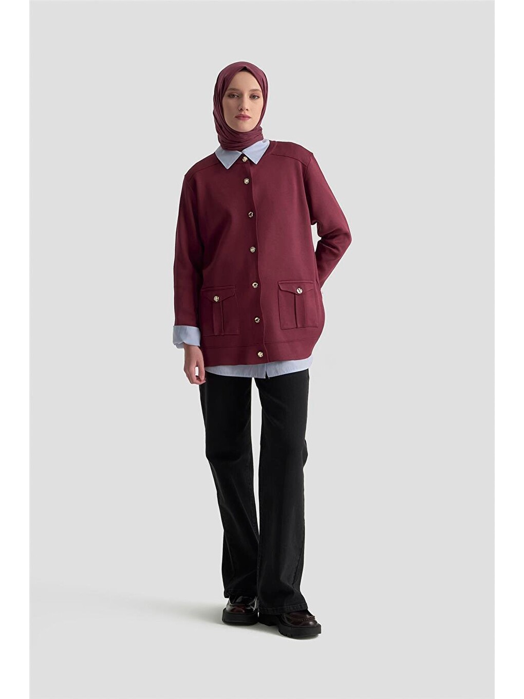 Trend Cepli Triko Hırka 25ktd4120 Bordo-1
