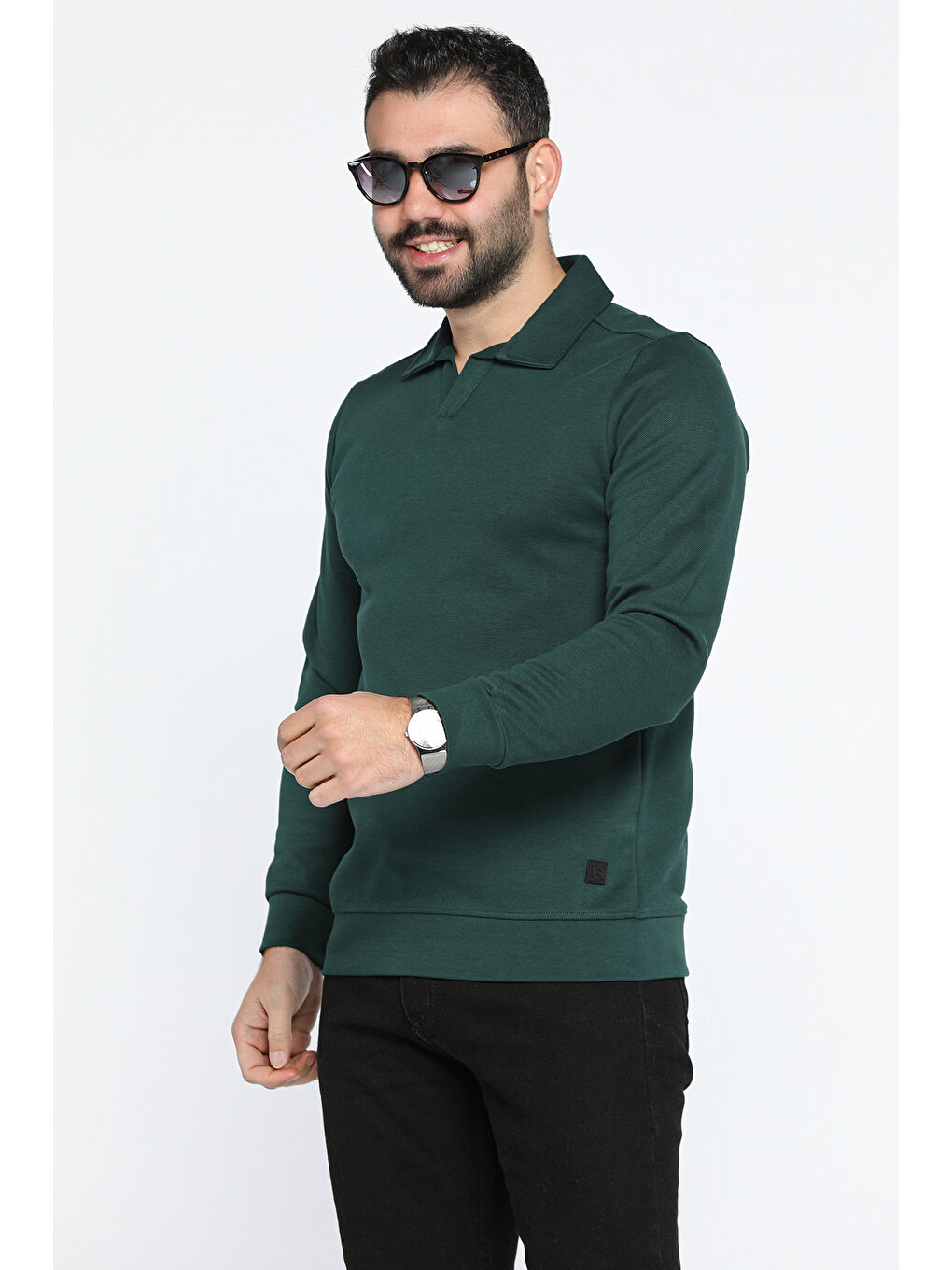 Mishar İtalia Yeşil Polo Yaka Erkek Sweatshirt