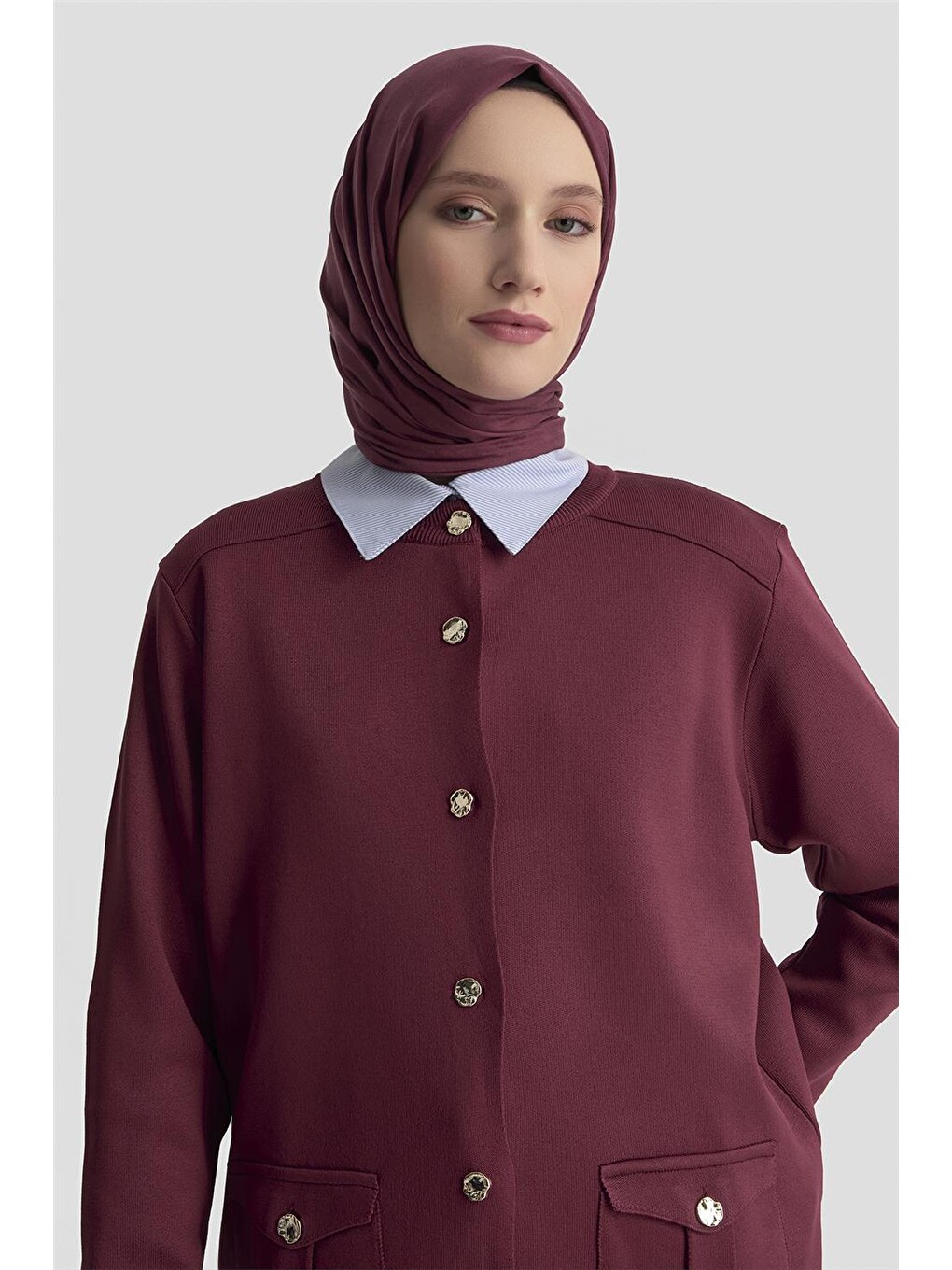 Trend Cepli Triko Hırka 25ktd4120 Bordo-3