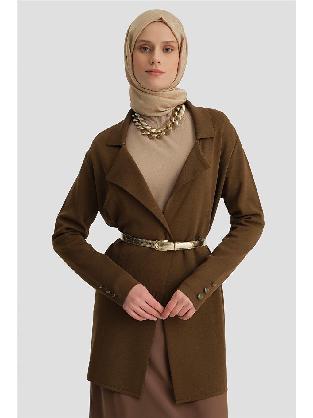 Kahverengi Triko Ceket 24Kd2006 Fındık-2
