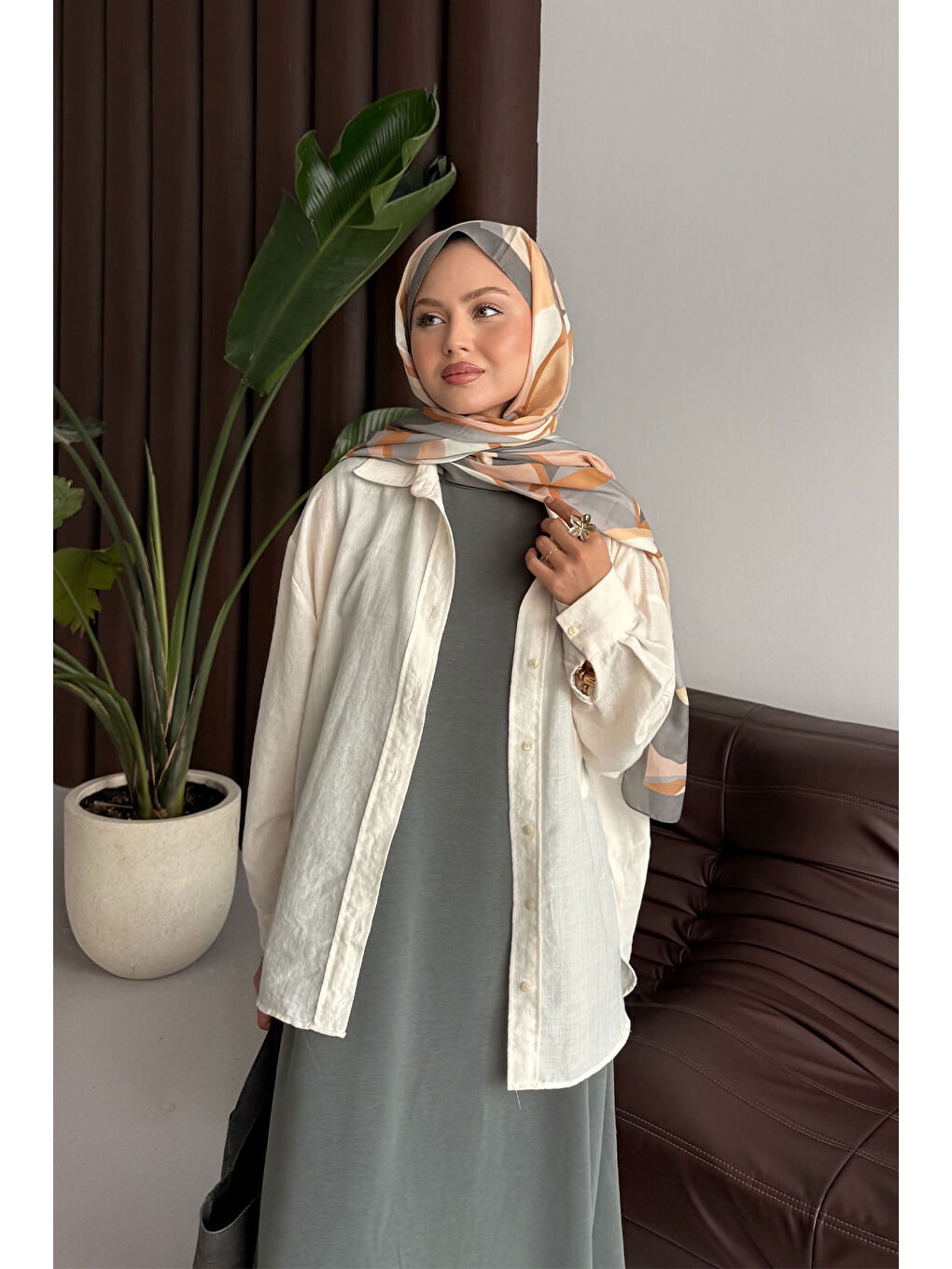 Kadın Sıfır Kol Elbise Gri-1