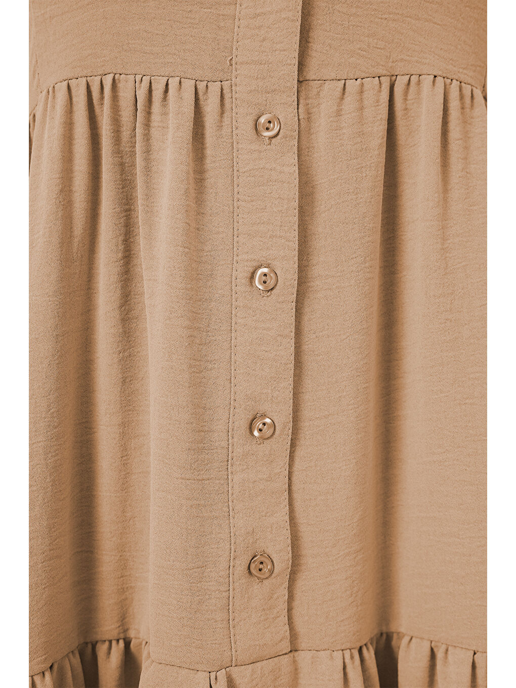 Bej 2527 Kadın Uzun Tesettür Elbise - Bisküvi-2