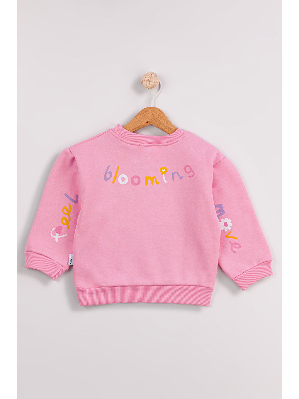 Pembe Kız Çocuk Orta Kalınlıkta Baskılı 2'li Paket Sweatshirt-1