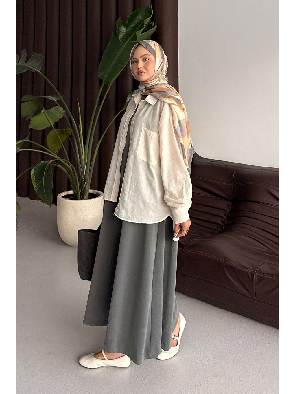 Kadın Sıfır Kol Elbise Gri-3